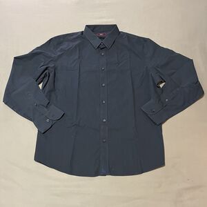 Untuckit Castello Slim Fit Men’s Shirt Long Sleeve Wrinkle  Free Navy Blue, XL